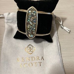 Rare Retired Kendra Scott Lawson Cuff Bracelet/ Crushed Abalone Shell in Gold